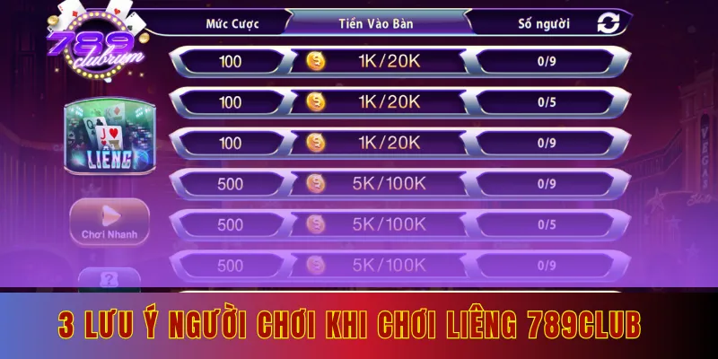 3 lưu ý mà người chơi cần nắm khi chơi liêng 789club