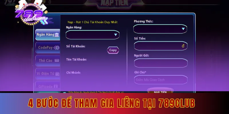 4 bước tham gia game liêng tại 789club