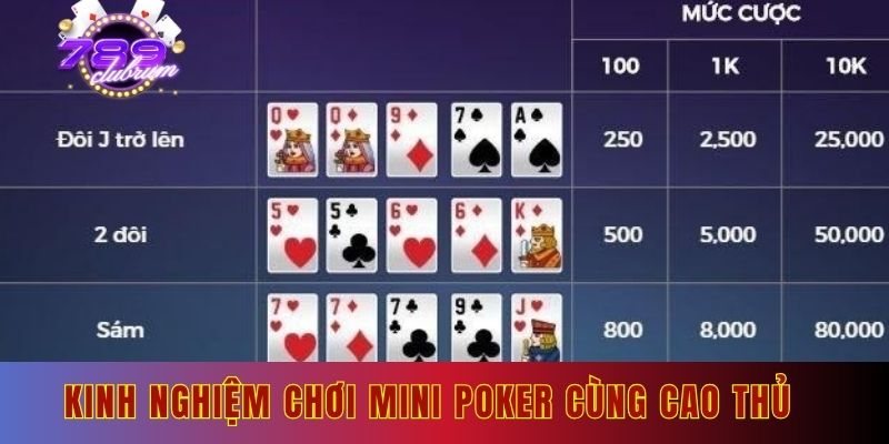 Kinh nghiệm chơi mini poker cùng cao thủ 789club