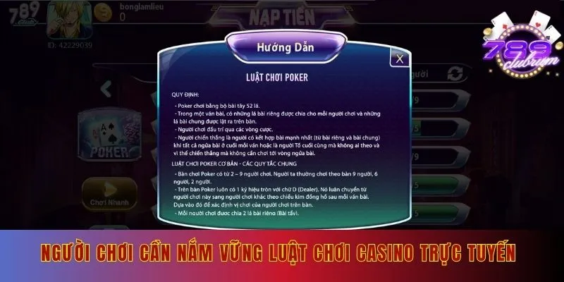 Người chơi cần nắm vững luật chơi casino trực tuyến