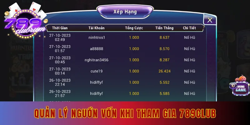 Quản lý nguồn vốn khi tham gia 789club